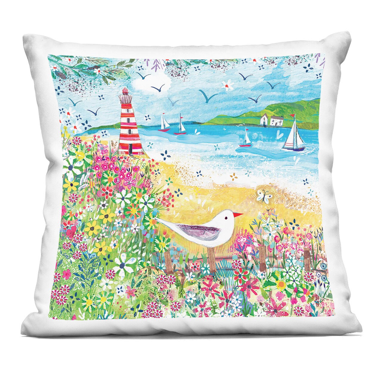 Stupell Industries Summer Whimsy Seaside Decorative Printed Throw Pillow, design by Clare Tupper, 18 x 7 x 18